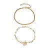 2Pcs 2 Styles Brass Twist Chain Bracelets and Paperclip Chain Bracelets for Women Men BJEW-JB10593-4