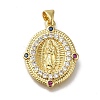 Rack Plating Brass Micro Pave Clear Cubic Zirconia Pendants KK-G500-02B-G-1