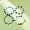 4Pcs 4 Style Lampwork Evil Eye & Plastic Pearl Stretch Bracelets Set BJEW-JB08386-2