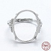 Anti-Tarnish Rhodium Plated 925 Sterling Silver Finger Ring Components STER-G027-06P-4