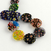 Flat Round Handmade Millefiori Glass Beads Strands X-LK-R004-63-2