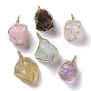 Copper Wire Wrapped Natural Raw Gemstone Pendants G-C023-11-1