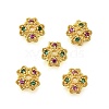 Flower Brass Micro Pave Cubic Zirconia Bead Caps KK-K300-01C-G-1