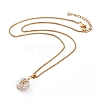 Natural Pearl Initial Pendant Necklaces NJEW-JN03297-03-3