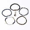 2Pcs 2 Color Natural Lava Rock & Synthetic Hematite & Shell Beaded Multi-strand Bracelets Set BJEW-JB08784-3