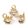 Brass Cubic Zirconia Charms KK-A156-04G-RS-2