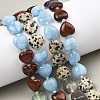 Gradient Color Natural African Bloodstone & Dalmatian Jasper & Mahogany Obsidian & Dyed White Jade & Fluorite Beads Strands G-B185-A12-2