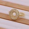 Brass Micro Pave Clear Cubic Zirconia Initial Cuff Rings FS-WGB210B-15-1
