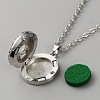 Stainless Steel Flat Round with Lotus Flower Essential Oil Diffuser Locket Pendant Necklaces for Women NJEW-WH0023-72-2