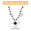 3Pcs 3 Colors Plastic & Alloy Star Pendant Necklaces with CCB Beaded Chains NJEW-FI0001-34-2