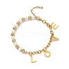 201 Stainless Steel Word Love Charm Bracelet BJEW-A126-04G-1