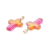 Two Tone Transparent Glass Pendants GLAA-A004-02B-6