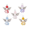 Pearlized Glass Pearl Bead Pendants PALLOY-JF03205-06-1