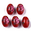 Printed & Spray Painted Opaque Glass Beads GLAA-S047-07B-A01-1