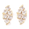 Brass Pave Clear Glass Connector Charms KK-Q811-03KCG-1