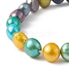 2Pcs 2 Size Dyed Natural Pearl Beaded Stretch Bracelets Set for Mother and Daughter BJEW-JB09189-6