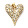 Brass Micro Pave Clear Cubic Zirconia Pendants KK-B094-05G-1