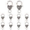 10Pcs Tibetan Style Heart Lobster Claw Clasps FIND-YW0009-77AS-1