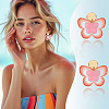 Brass Printing Acrylic Butterfly Dangle Stud Earrings EJEW-TA00671-6