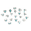20Pcs Bohemian Style Alloy with Resin Cuff Rings FS-WG5AD72-01-5