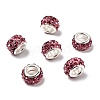 Polymer Clay Rhinestone European Large Hole Beads with Silver Color Plated Brass Cores FPDL-R002-10-1