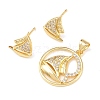 Brass Micro Pave Cubic Zirconia Pendant & Stud Earrings Sets for Women SJEW-F227-01B-G-2