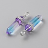 Transparent Glass Double Terminal Pointed Pendants G-WH0016-41L-2
