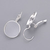 Silver Color Plated Brass Leverback Earring Findings X-KK-C1244-16mm-S-RS-2