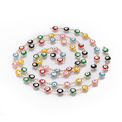 Handmade 304 Stainless Steel Enamel Chains CHS-P009-01G-01-1