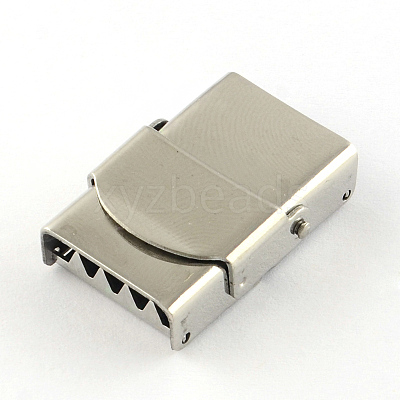 Tarnish Resistant Smooth Surface 201 Stainless Steel Watch Band Clasps STAS-R063-80-1