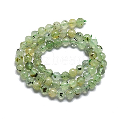Natural Prehnite Beads Strands G-G457-6mm-03-1