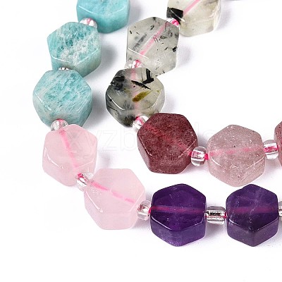 Natural Lapis Lazuli & Amethyst & Rose Quartz & Amazonite & Prehnite & Strawberry Quartz & Sunstone 7 Chakra Beads Strands G-P534-A27-02-1