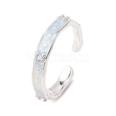 Brass Micro Pave Cubic Zirconia Cuff Rings RJEW-P172-01A-P-1