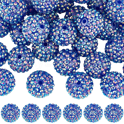 40Pcs Resin Rhinestone Beads RESI-SC0003-14B-1