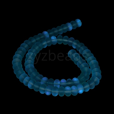Frosted Transparent Glass Beads Strands X-FGLA-M002-01B-1