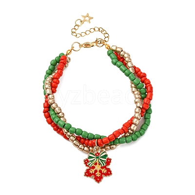 Christmas Alloy Enamel Charm Bracelets BJEW-JB12482-01-1