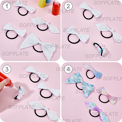 12Pcs 4 Styles Bowknot Cotton Elastic Hair Ties OHAR-SP0001-09-1