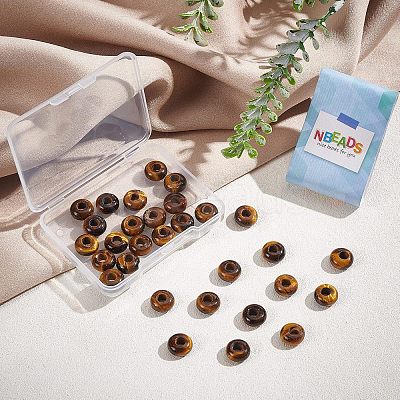 Natural Tiger Eye European Large Hole Beads G-NB0003-72B-04-1