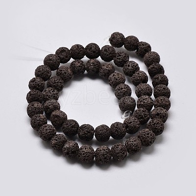 Natural Lava Rock Round Bead Strands G-I124-8mm-M-1