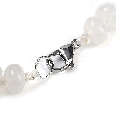 Natural White Agate Rondelle Graduated Beaded Necklaces for Women Men NJEW-K388-02W-1