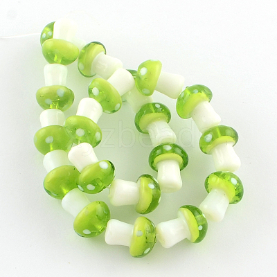 Mushroom Handmade Lampwork Beads Strands LAMP-R116-09-1