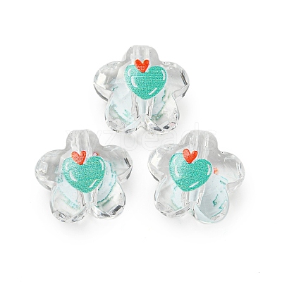Transparent Printed Acrylic Beads OACR-H124-07-1