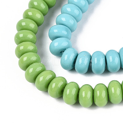 Electroplate Opaque Solid Color Glass Beads Strands GLAA-T025-8mm-18-1