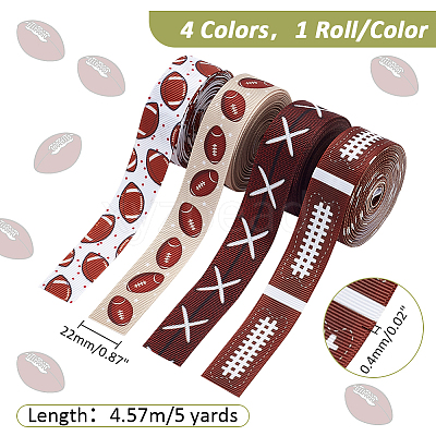 20 Yards 4 Colors Sport Theme Polyester Grosgrain Ribbon OCOR-PH0002-76-1