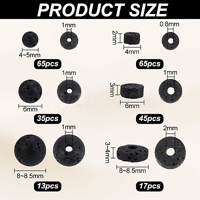 240Pcs 6 Styles Natural Lava Rock Beads G-OC0004-52-1