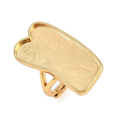 Rectangle Brass Adjustable Ring Components KK-Z122-18G-1