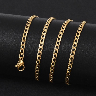 201 Stainless Steel Curb Chain Necklace for Women Men NJEW-P268-A38-2X5-1
