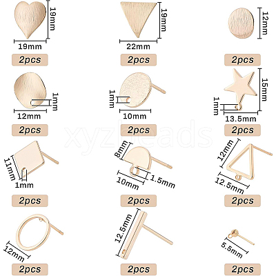 Brass Stud Earring Findings KK-BC0005-44G-1