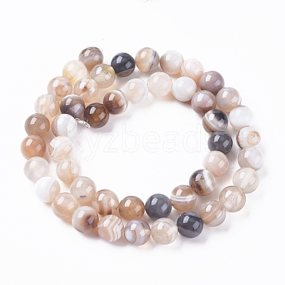 Natural Striped Agate/Banded Agate Beads Strands X-G-G582-8mm-57-1