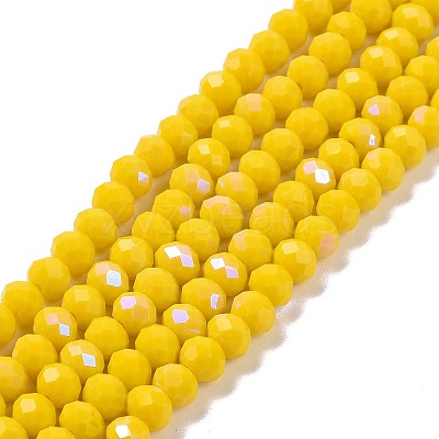 Electroplate Opaque Solid Color Glass Beads Strands EGLA-A034-P1mm-L02-1